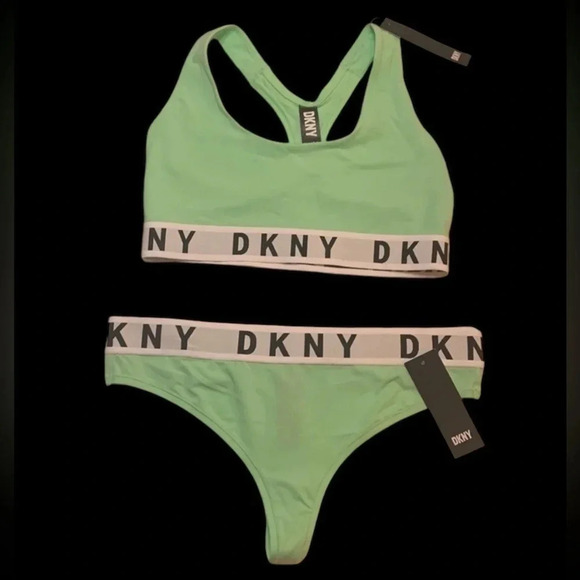 DKNY Bra & Thong Set Green Size Large New - Picture 1 of 12